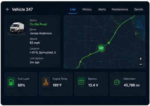 FleetMaster vehicle monitoring dashboard