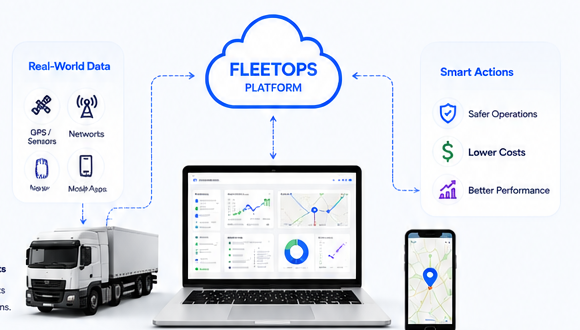 FleetOps platform connecting fleet data, operational software and mobile users
