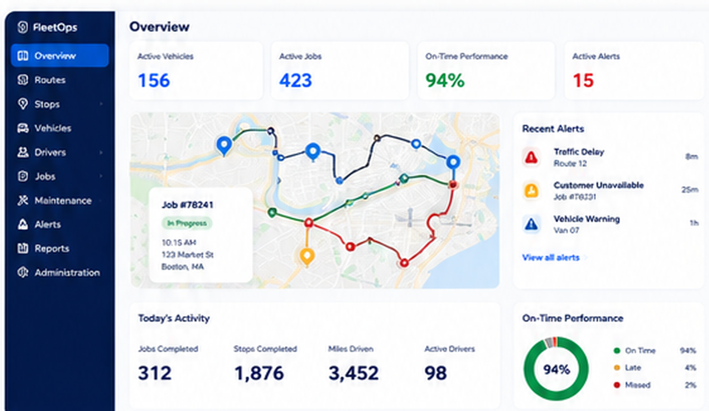 FleetOps delivery and service dashboard